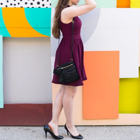 KATE SPADE Ma Cherie Ruffle Fit & Flare Mini Dress Cranberry Red Small Size 4 - Picture 9 of 14